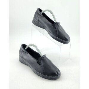 Grasshoppers Women's Jensen Slip On Sneaker Shoes Solid Black Leather Size 7 W